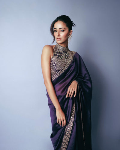 Royal Raatrani Purple Designer Saree with Heavy Zari Embroidery – Party Wear Saree for Women
