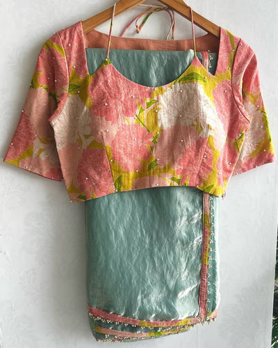 Lightweight Pastel Organza Saree with Attractive lace Border