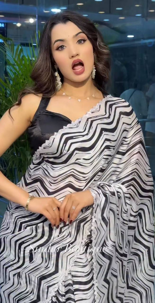 CELEBRITY STYLE ZIBRA PRINT SAREE