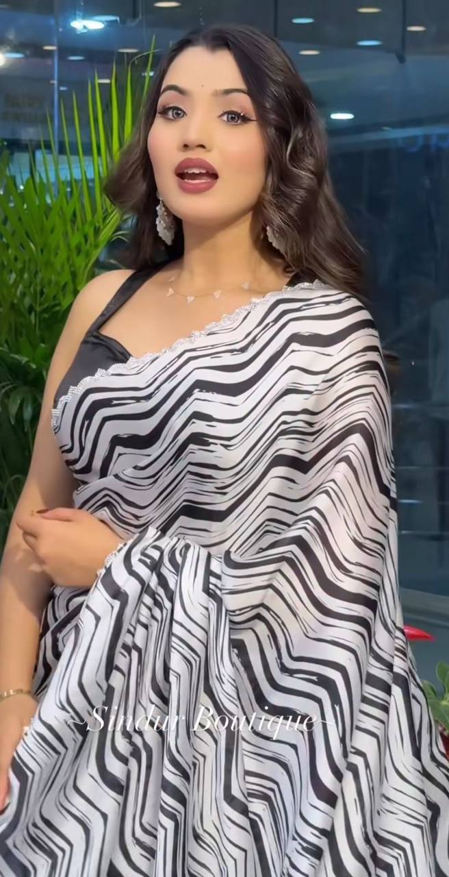 CELEBRITY STYLE ZIBRA PRINT SAREE