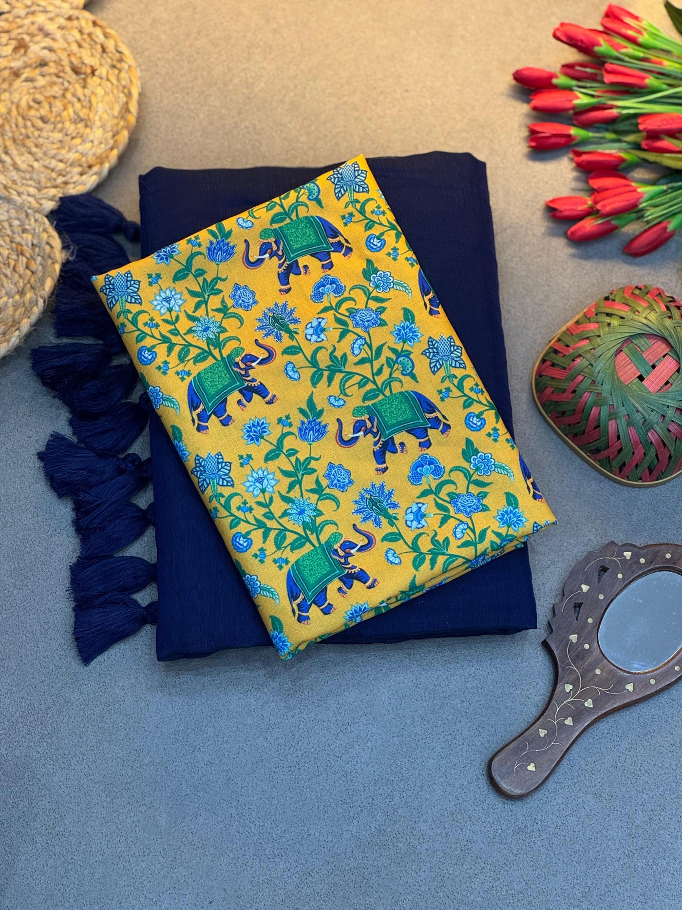 Luxury Modal Chanderi Saree with Tussled Pallu and Dual Blouse Option