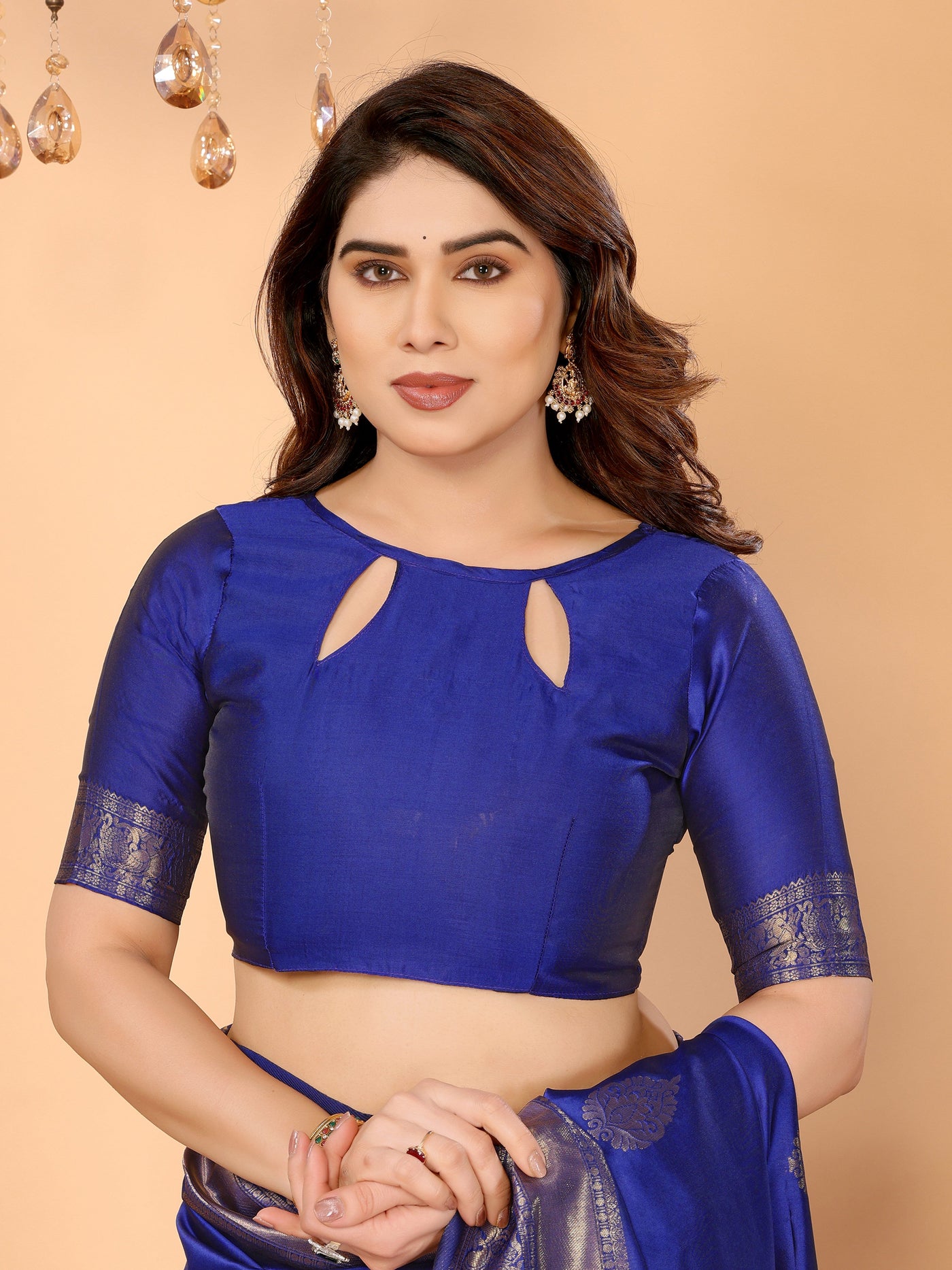 Royal Blue Banarasi Silk Saree with Golden Zari Weaving & Temple Peacock Digital Pallu – Festive & Wedding Special