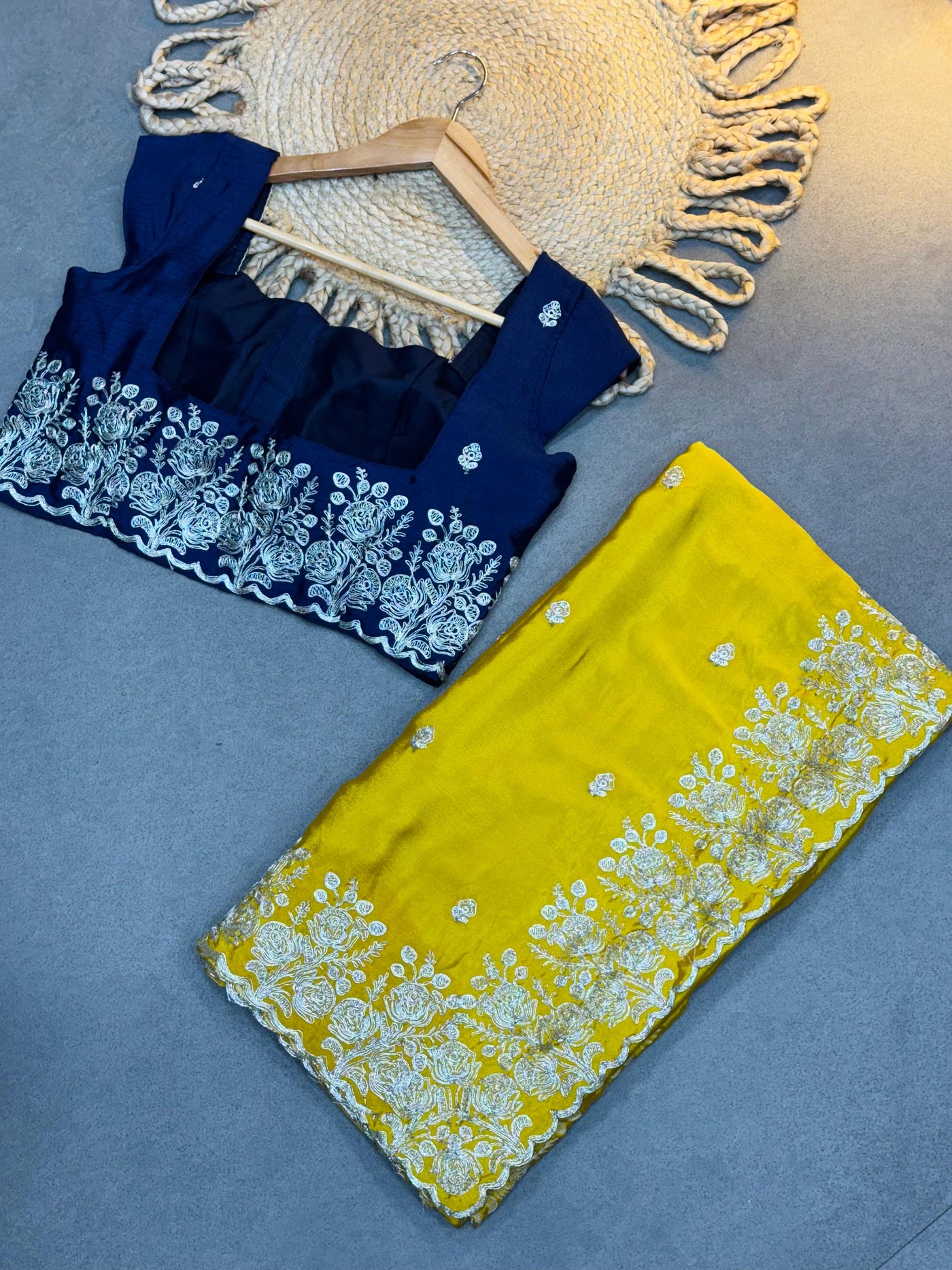 New Arrival Mustard Yellow Pure HO Fabric Saree with Heavy Embroidery Border