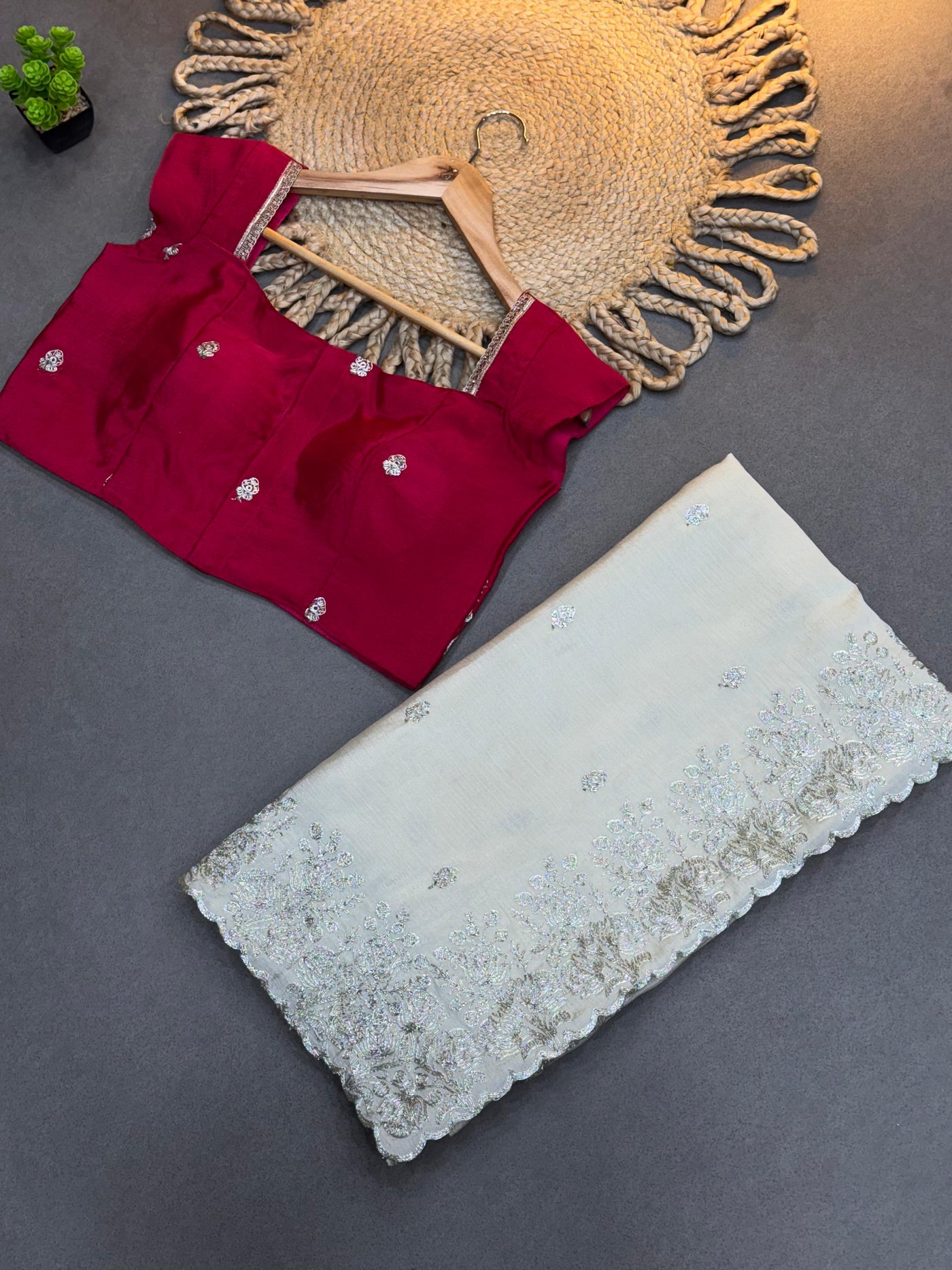 New Arrival Cream White Designer Saree in Pure HO Fabric with Heavy Embroidery