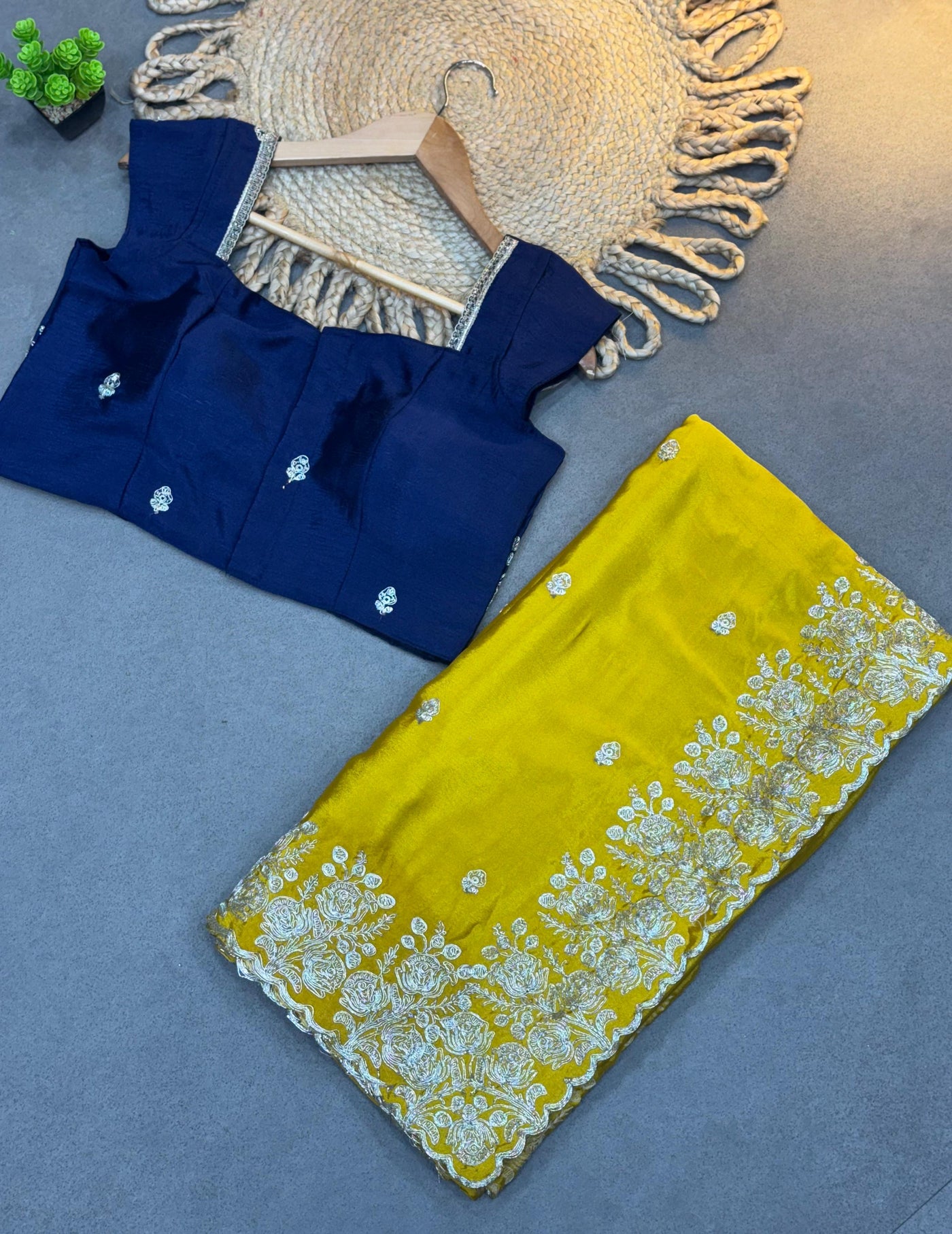 New Arrival Mustard Yellow Pure HO Fabric Saree with Heavy Embroidery Border