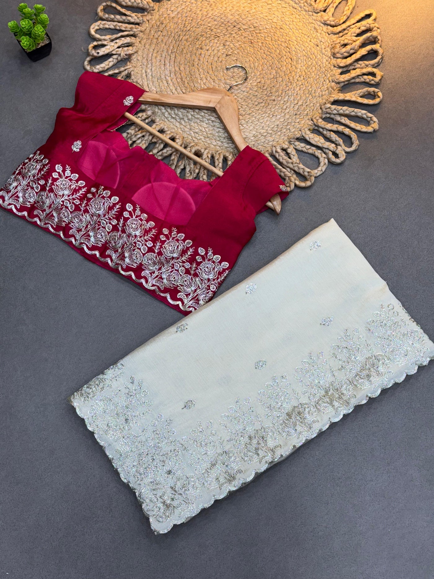 New Arrival Cream White Designer Saree in Pure HO Fabric with Heavy Embroidery