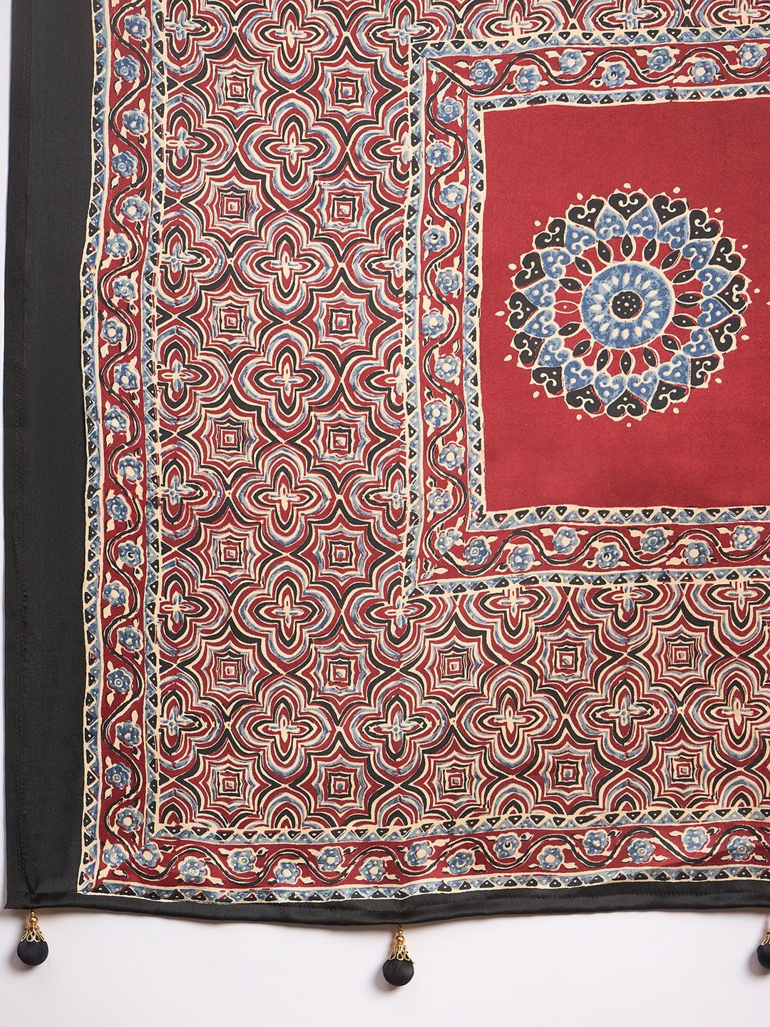 Maroon & Beige Striped Gajji Silk Saree with Mandala-Inspired Pallu