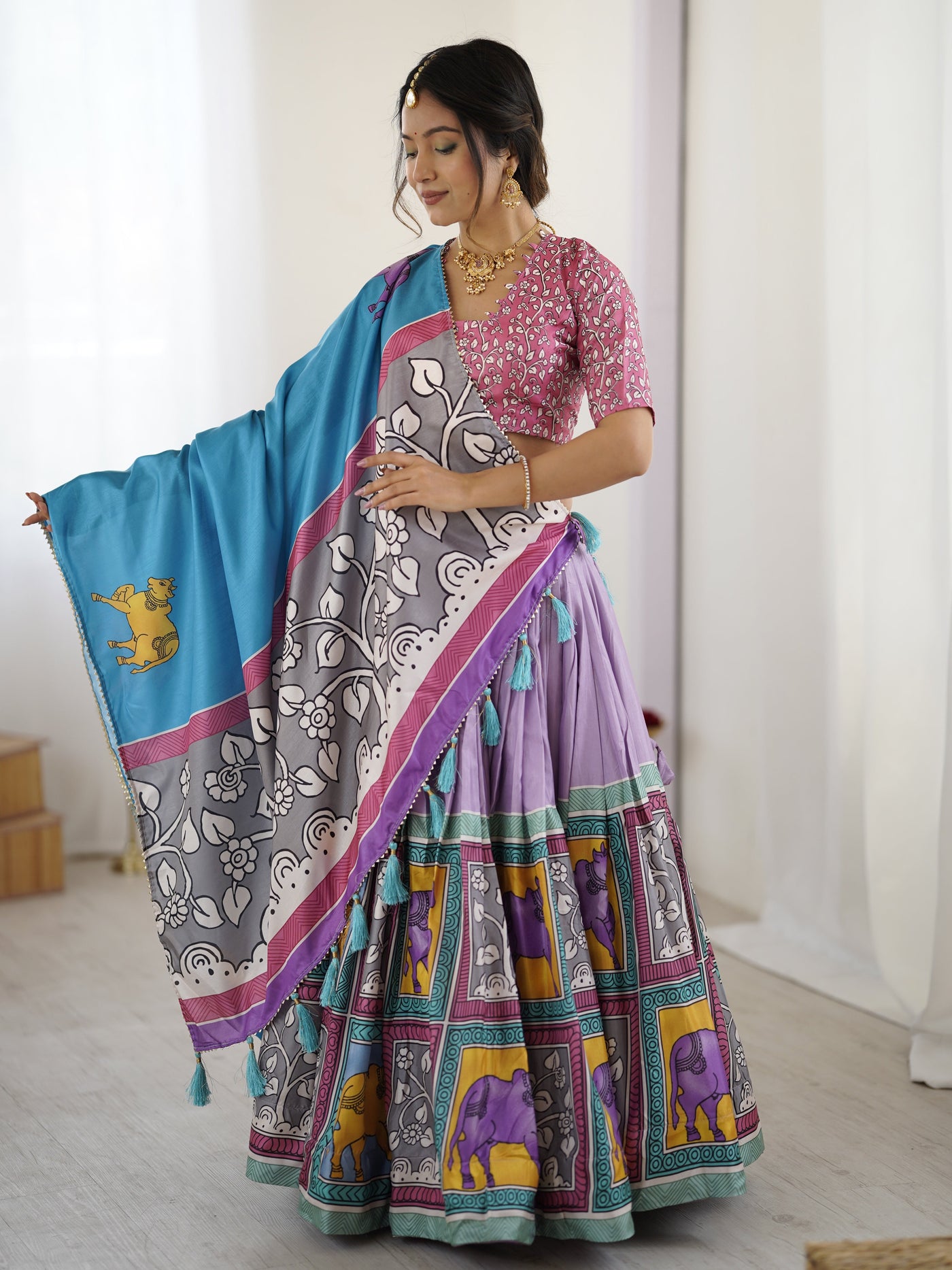 Authentic Kalamkari Art Lehenga | Drape the Heritage