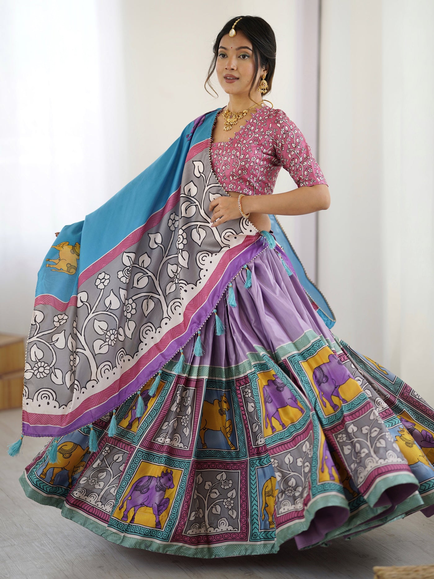 Authentic Kalamkari Art Lehenga | Drape the Heritage
