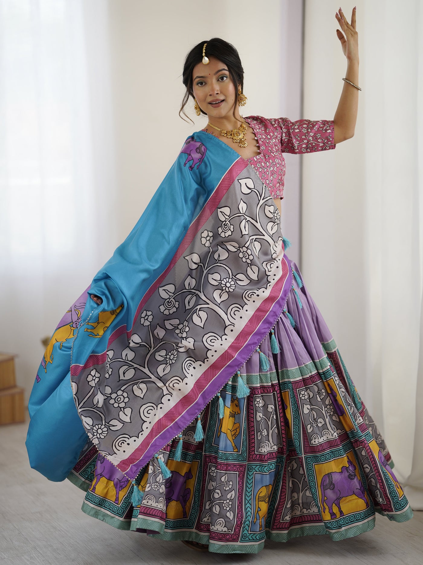 Authentic Kalamkari Art Lehenga | Drape the Heritage