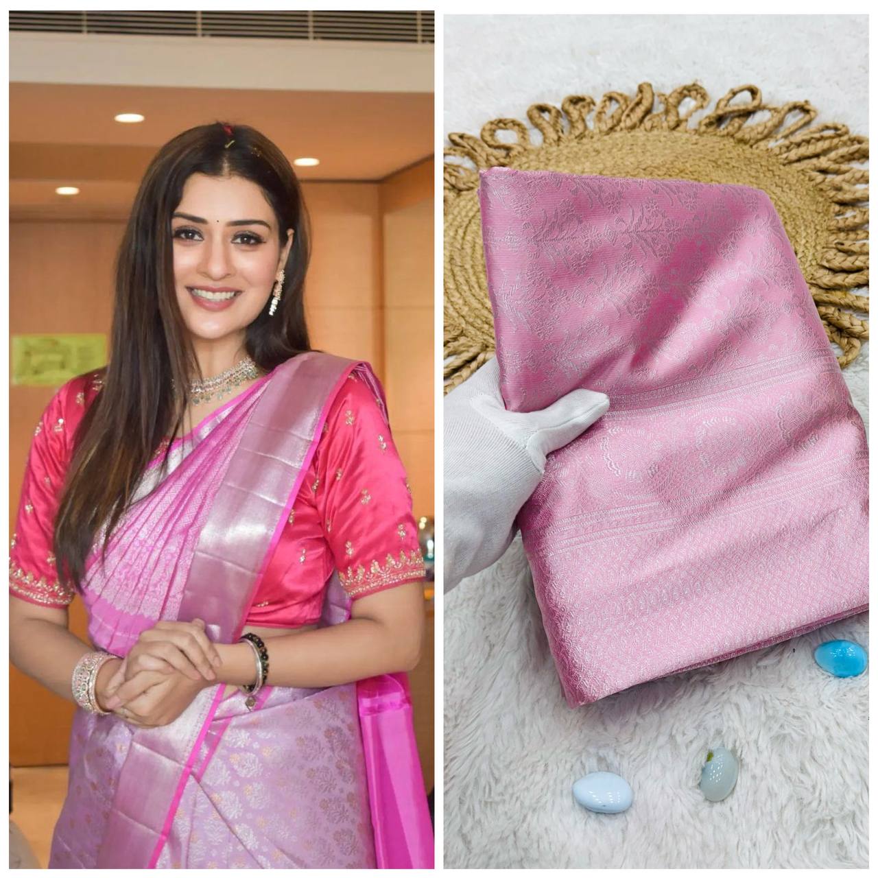 Pink Banarasi Silk Saree with Intricate Patterns – Perfect for Weddings and Festive Events