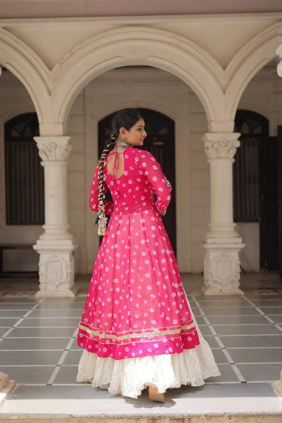 Pink & Chiku Navratri Chaniya Choli with Mirror Work – Traditional Garba & Dandiya Outfit for Women