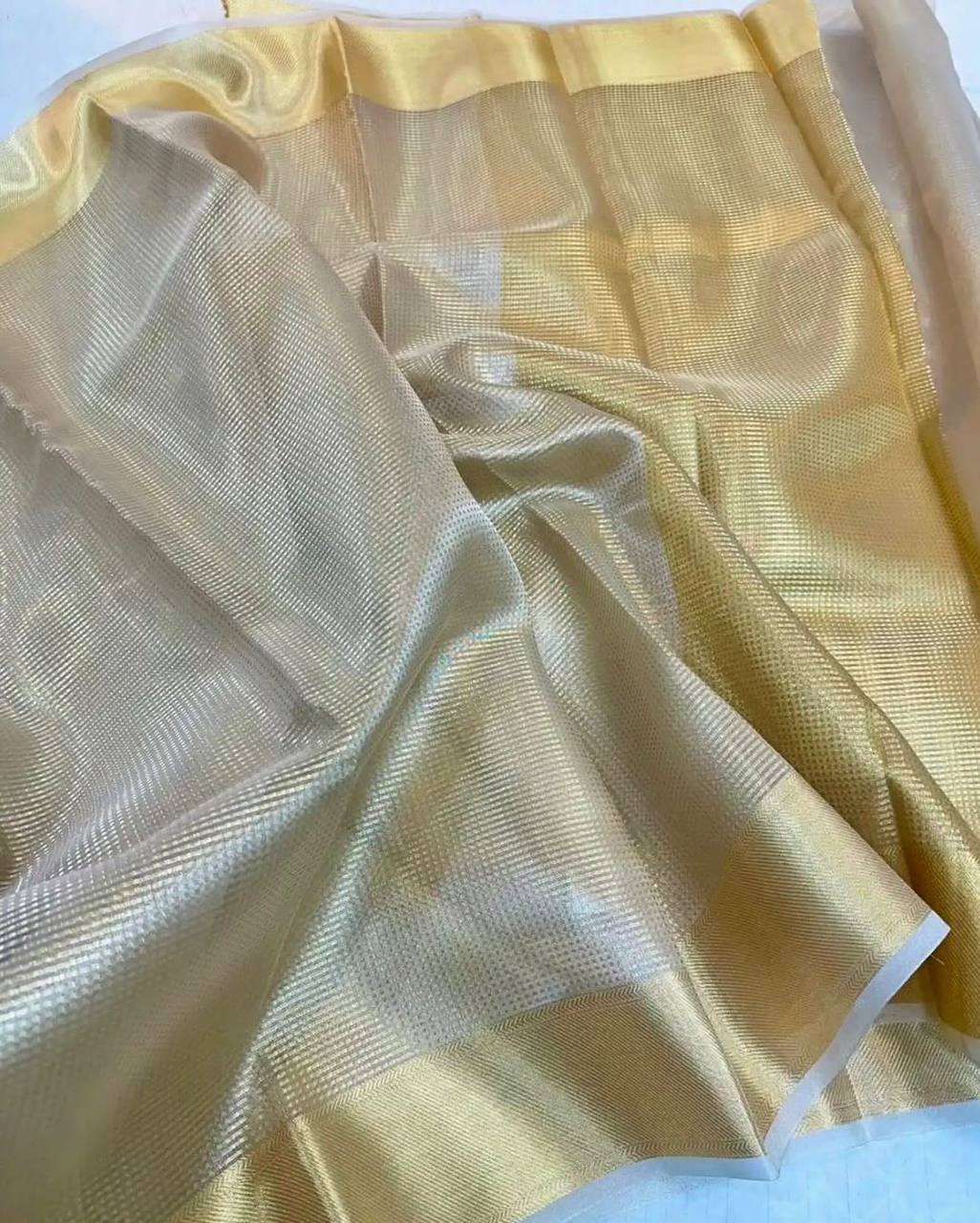 Lustrous Charm – Classic Tissue Silk Saree with a Royal Touch