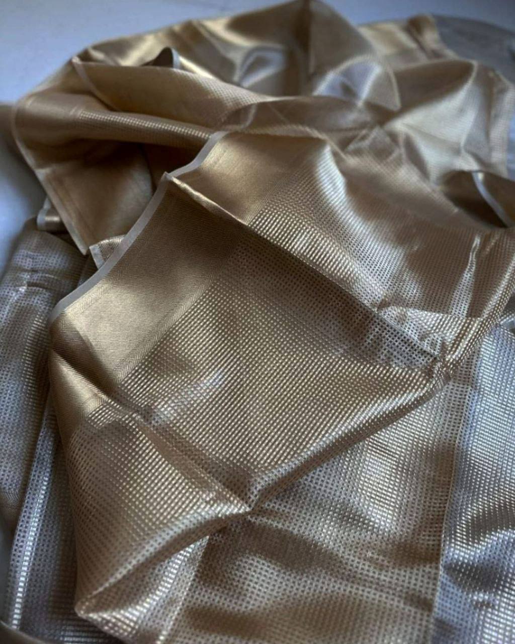 Lustrous Charm – Classic Tissue Silk Saree with a Royal Touch