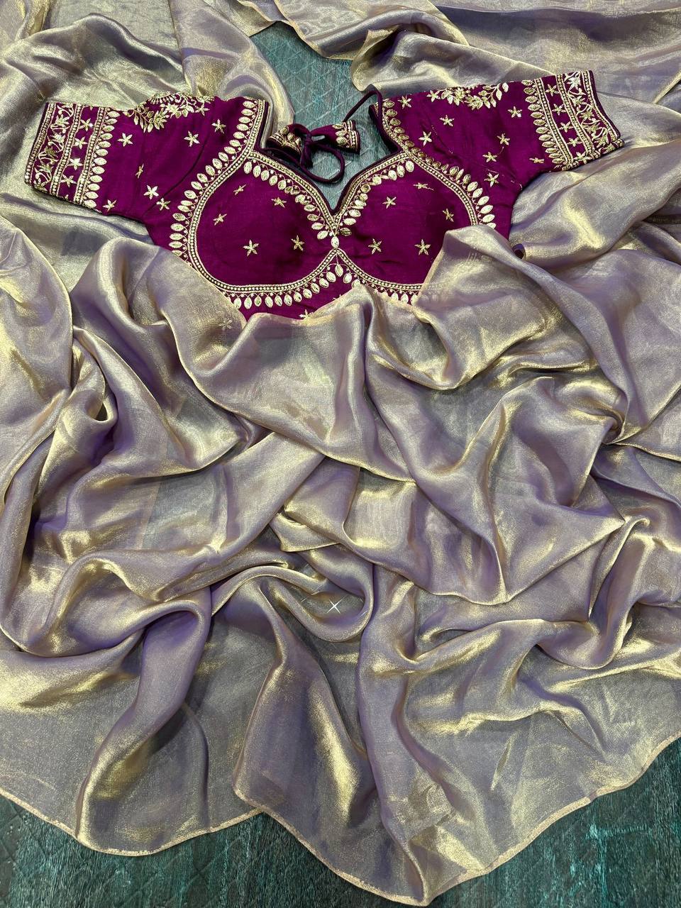 Radiant Silk Saree with Rich Embroidery – A Timeless Treasure