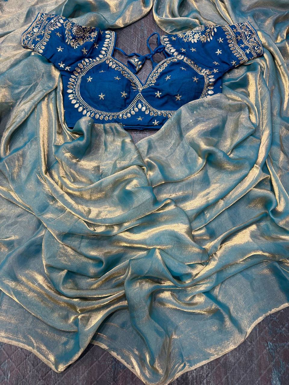 Radiant Silk Saree with Rich Embroidery – A Timeless Treasure