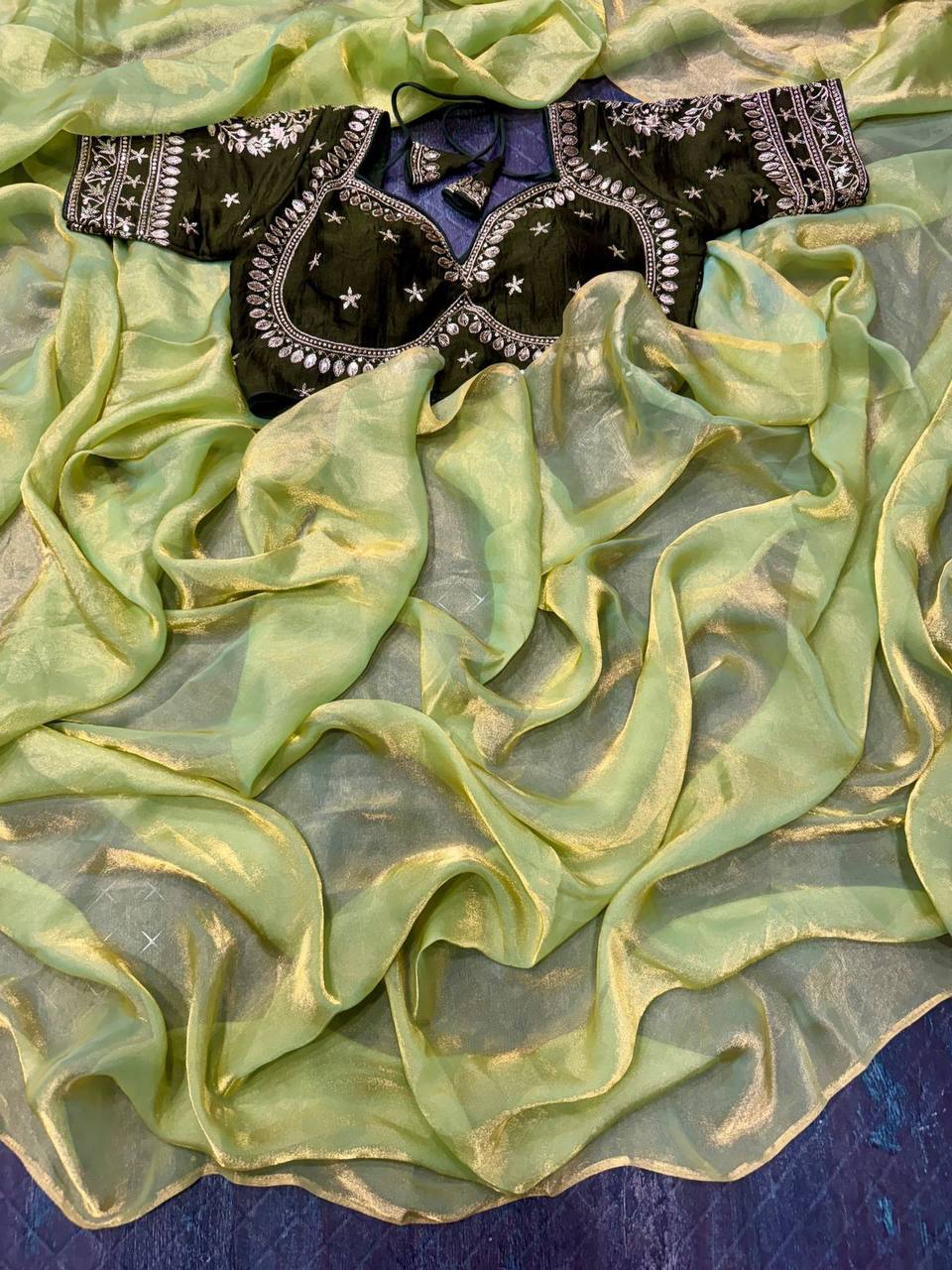 Radiant Silk Saree with Rich Embroidery – A Timeless Treasure