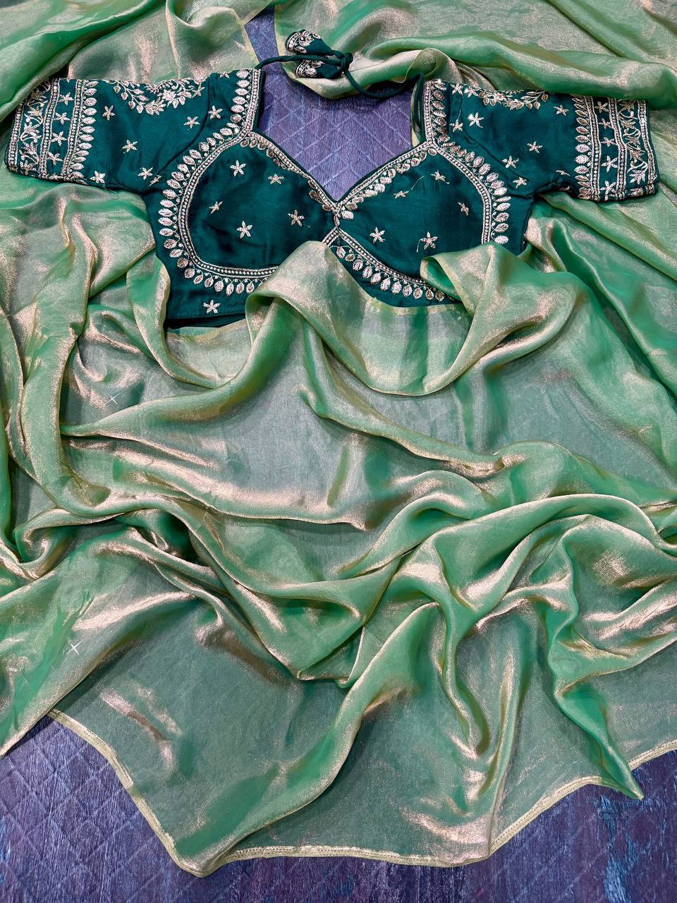 Radiant Silk Saree with Rich Embroidery – A Timeless Treasure