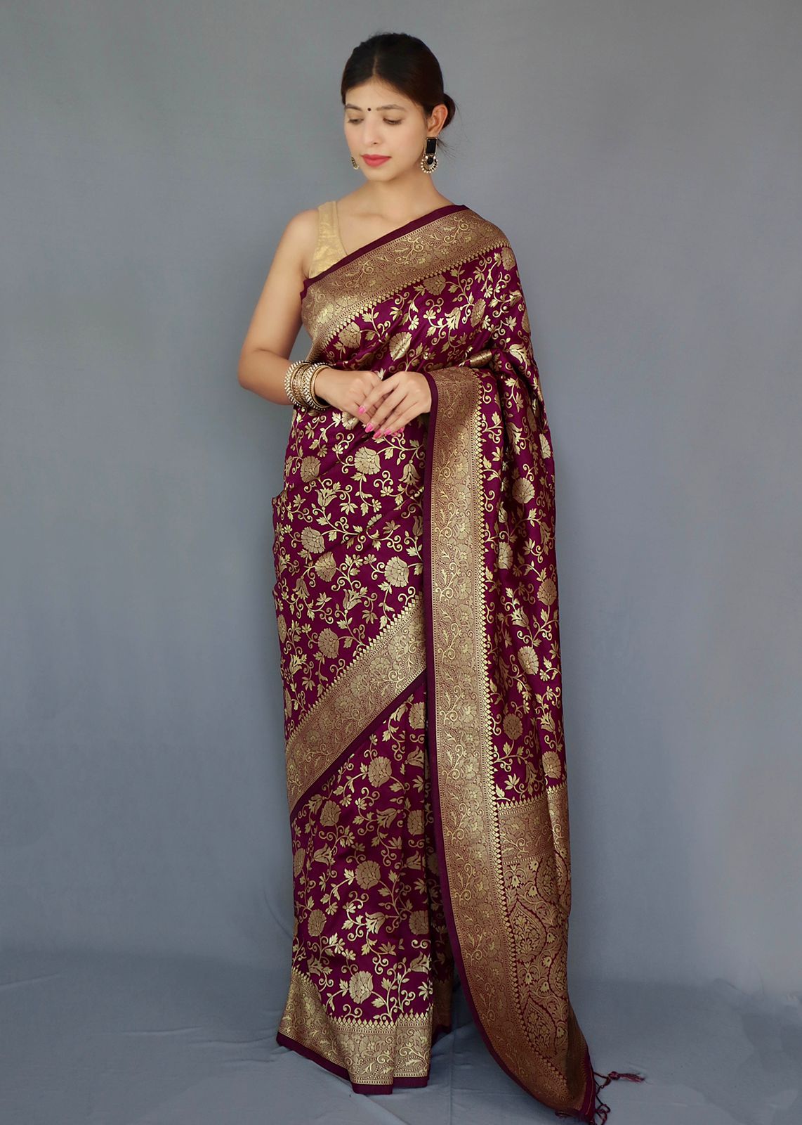 PURE BANASARI SILK SAREE WITH ZARI WEAVING