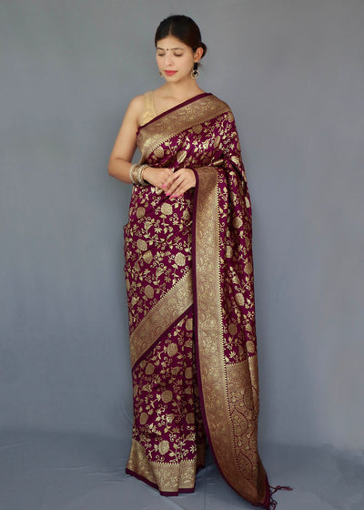 PURE BANASARI SILK SAREE WITH ZARI WEAVING