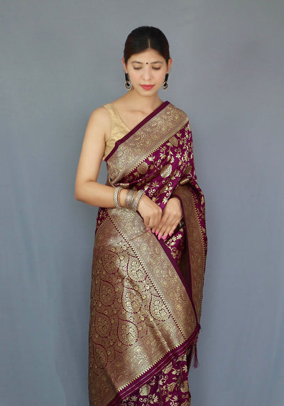 PURE BANASARI SILK SAREE WITH ZARI WEAVING